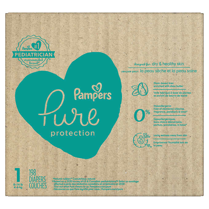Pampers Pure Protection Diapers Size 1, 198 ct